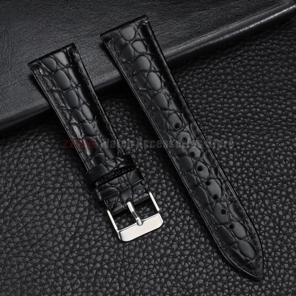 Crocodile Pattern Design Leather Watch Strap 18mm 19mm 20mm 21mm 22mm Soft Watchbands Business Wristwatch Band with Pin Buckle