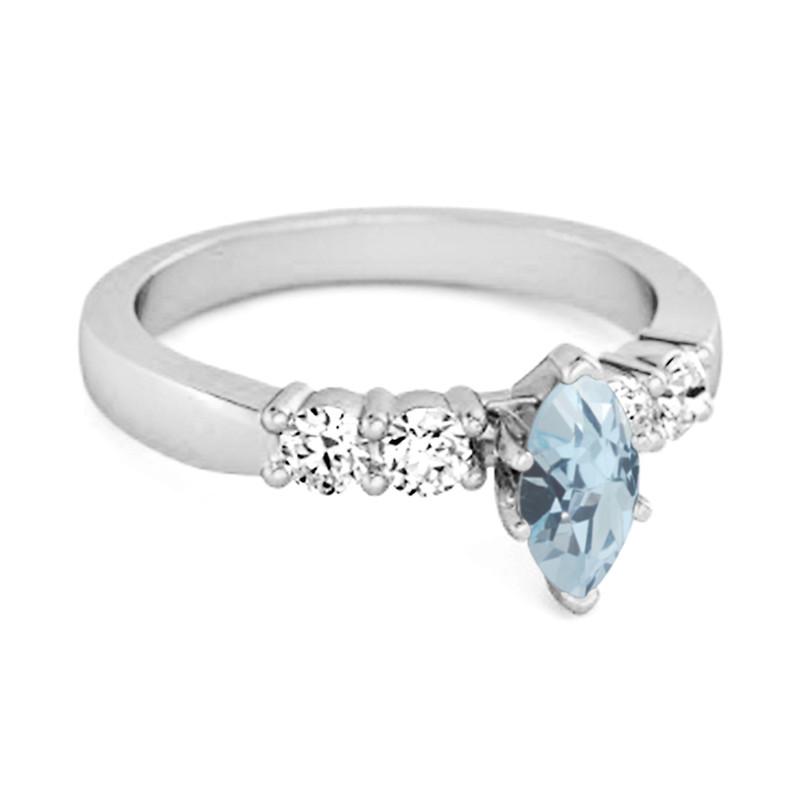 Blue Topaz Tapered Five-Stone Ring – Sterling Silver