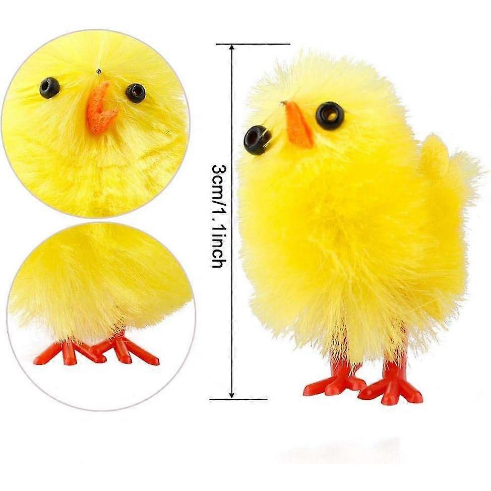 60pcs Easter Fur Chicks Fluffy Chenille Chicks Soft Plush Toys Easter Chicks Figurines 3cm Kids Diy Easter Egg Bonnet Decor Chick Plush