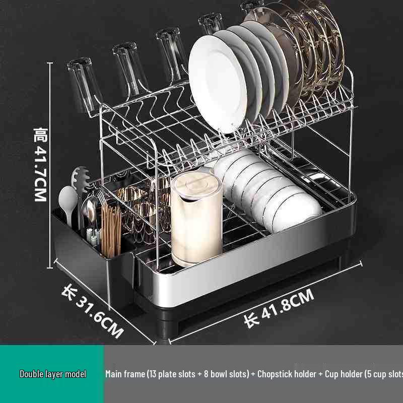Stainless Steel Double-Layer Kitchen Sink Drain Rack