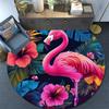 Flamingo Tropical Round Area Rug,Carpet Rug for Living Room Bedroom Sofa Playroom Decor,Non-slip Floor Mat