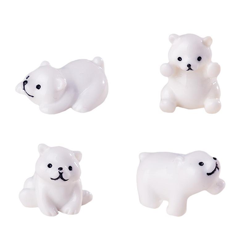 Mini Resin Polar Bear Ornaments 4pcs for Wholesome Creative Art and Decoration Projects