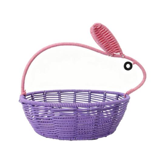 Rattan Bunny Basket Handwoven Basket with Bunny Ears Easter Rabbit Basket for Decoration Gifts Easter Eggs Candy Party Favors Storage