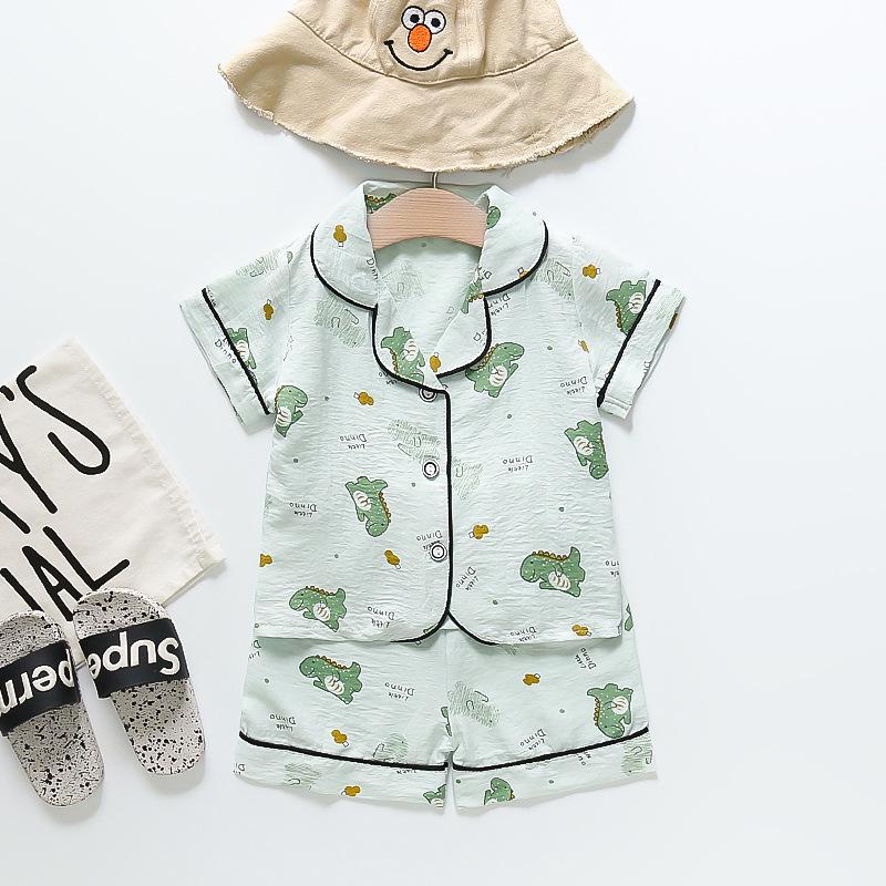 BB58 Mufurui Summer Kids' Silk Bear Cartoon Pajama Short Sleeve Two-Piece Set