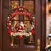 Winter Festival Wall Hanging Santa Claus Wooden Door Hanger for Christmas Decorations, Retro Holiday Sign with Bows Bells Indoor And Outdoor
