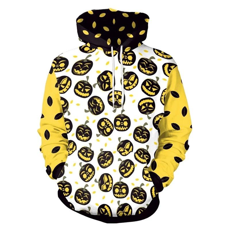 Halloween Graphic Hoodie Men 3D Printing Pumpkin Hooded Sweatshirt Street Oversized Long Sleeve Pullovers Women Y2k Tops Hoodies
