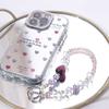 Short Bling Strawberry Phone Chain With Clip Pearl Mobile Phone Lanyard  Female Lady Girl