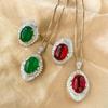 Jewelry Copper Bottom Gold-Plated Ice Seed Fluorescent Denier-Shaped Plain Surface Light Body Temperament Set Heroine Stone 13 * 18