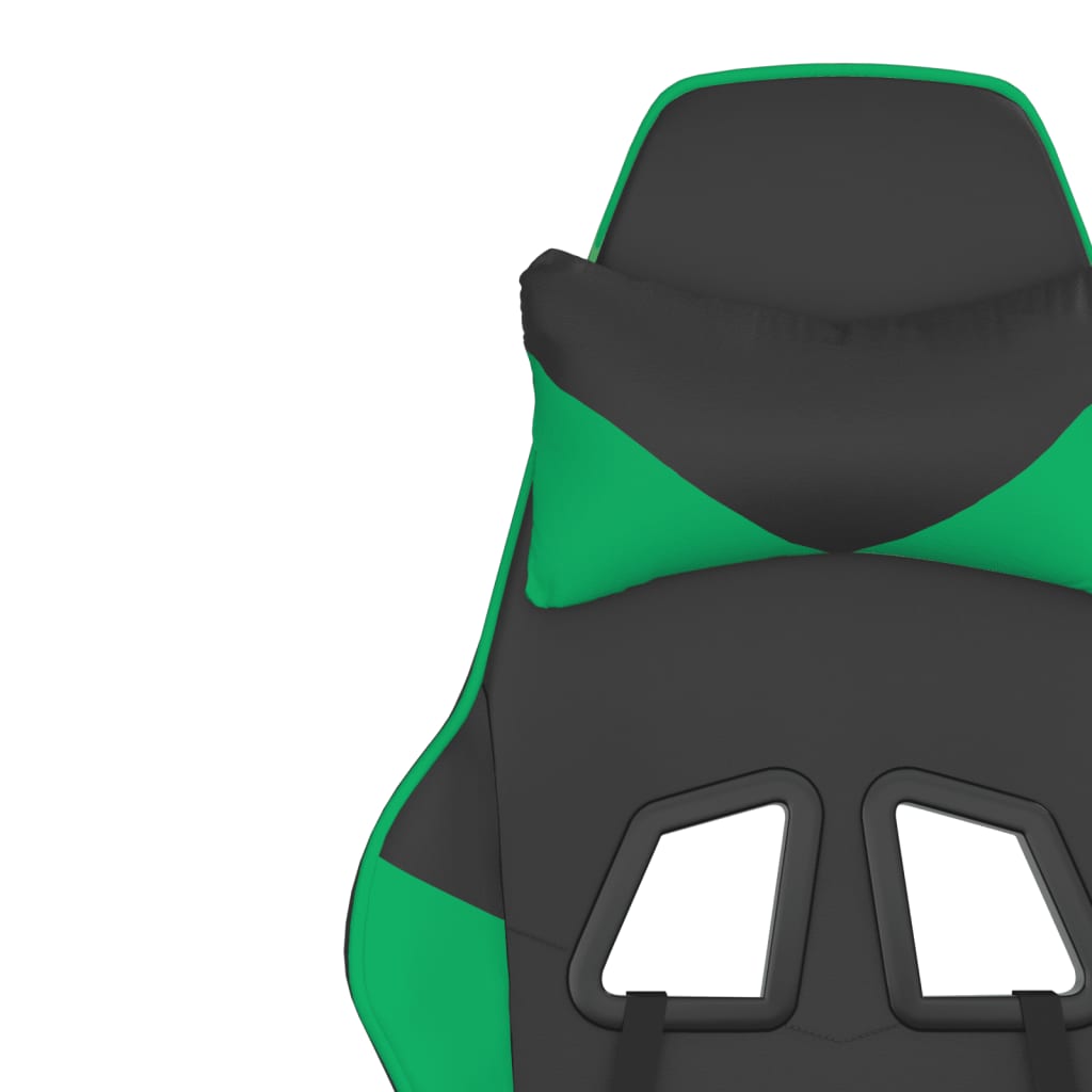 Gaming Chair with Massage Function Black and Green Artificial Leather