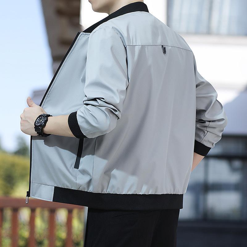 Men's Jacket, Baseball Collar, Spring and Autumn Solid Color, Versatile Casual Korean Style Loose Top Jacket