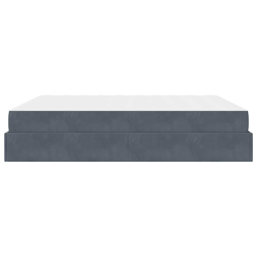 Bed Frame with Mattress 2 pcs Dark Grey Velvet