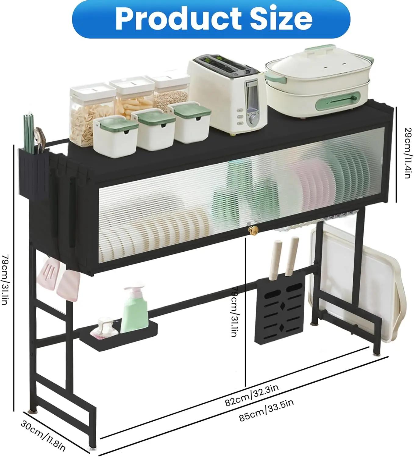 

Over-Sink Dish Drying Rack Above-Sink Drainage Shelf Space-Saving Kitchen Organizer for Dishes Bowls Cutlery Cleaning Tools 2-tier чорний