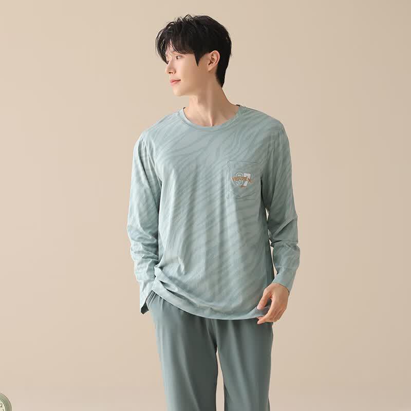 FenTeng Men's 100% Cotton Casual Pajama Set