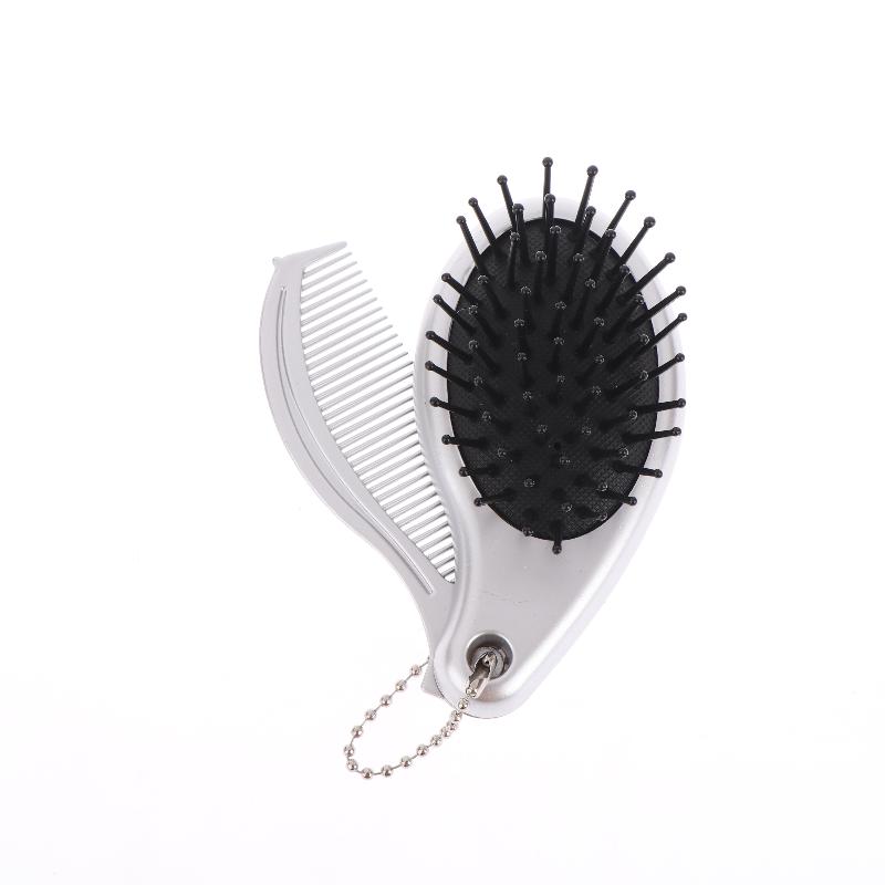 

3-In-1 Portable Hair Brush With Mirror And Flat Top Comb Foldable Dual-Use Massage Feature Trendy Air Cushion Comb серебряный