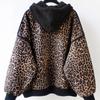 Suéter con capucha Mujer Otoño Leopardo Felpa Cálido Acogedor Suéter Casual Suelto Versátil Jersey Tops