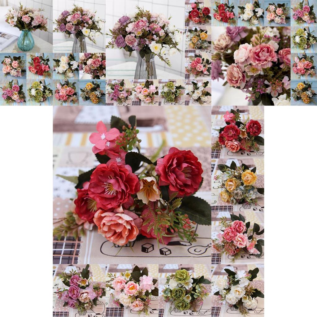 High Realistic Silk Peony And Rose Artificial Bouquet For Bridal And Event Decor