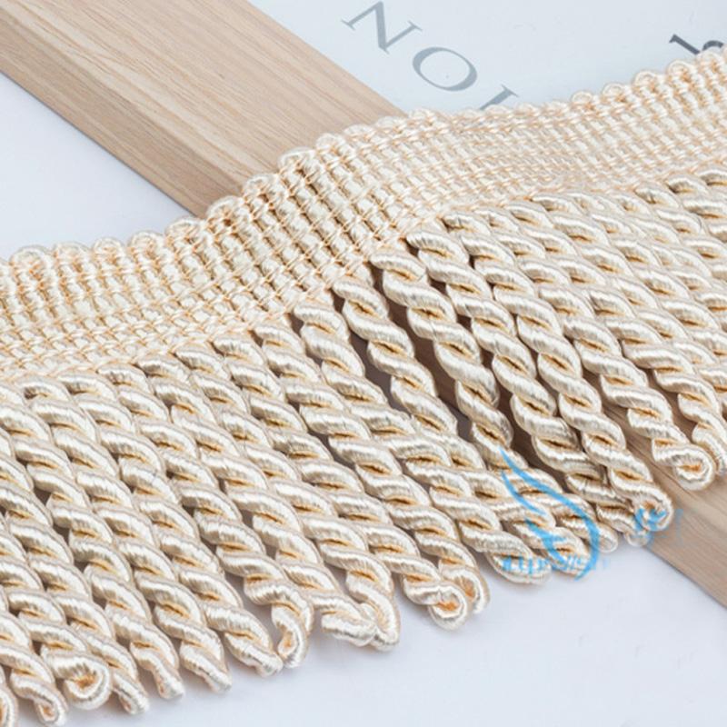 6Yards/Lot Silk Tassel Fringe Shiny Quality Lace Ribbon Trim 10CM Long Braid Tassel Rope Sewing Garment Shoes Bag Gold Fringes