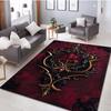 Red Black Gold Baroque Damask Print Carpet Plush Flannel Rug Living Room Bedroom Home Decor Area Rug Non Slip Floor Mat
