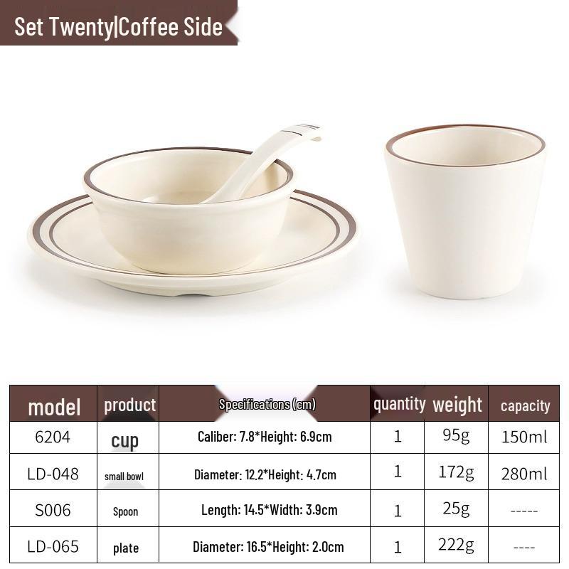 Melamine Four-Piece Table Set: Imitation Porcelain Plastic Bowls & Plates for Restaurants and Hotels