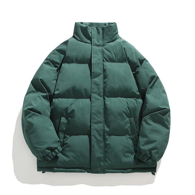 2023 new minimalist style solid color stand-up neck cotton-padded clothes for men's winter new Korean version trendy loose warm cotton clothes casual