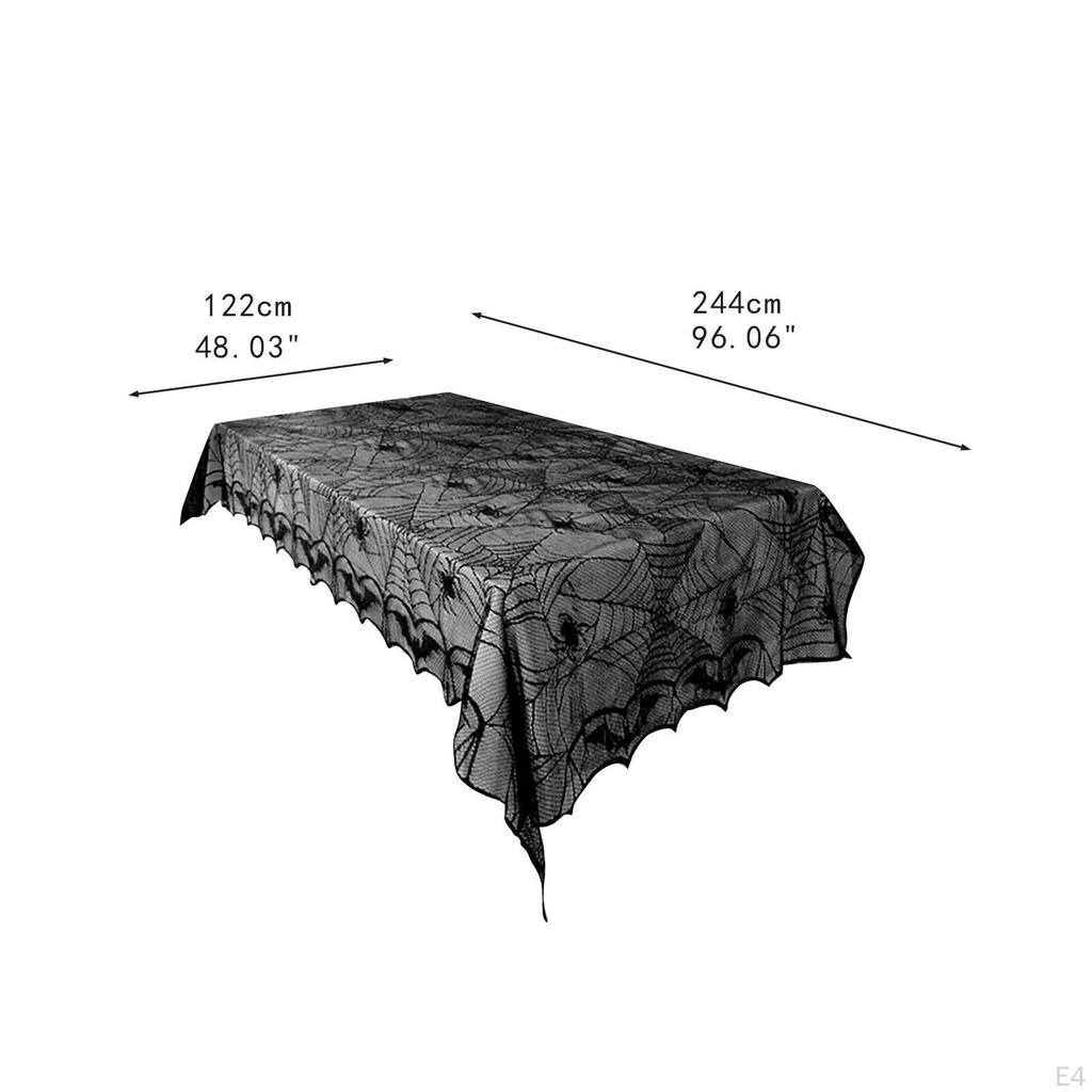 Black Lace Halloween Table Cloth Decoration Cover, Spiderweb Tablecloth for Holiday