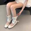 4 cm Korean niche design cool boots children's 2025 new summer bow ballet pleated pile boots~