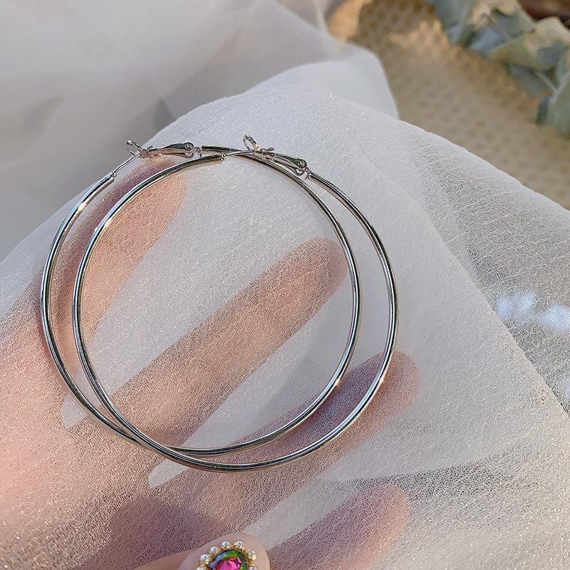Simple Exaggerated Large Circle Hoop Earrings for Women Personality Trendy Plain Ring Earrings Jewelry Multiple Sizes Available