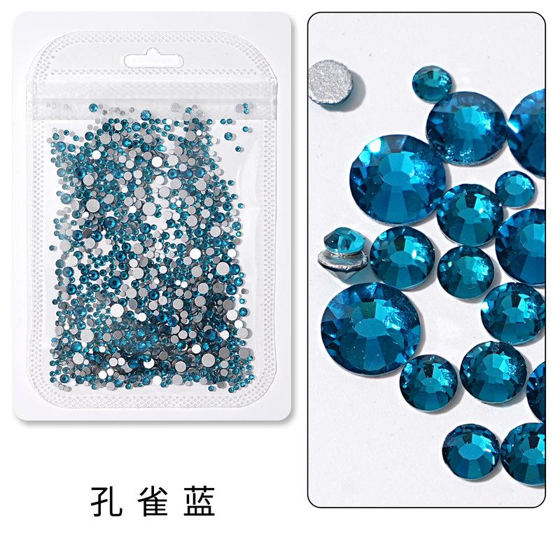 1440 buc, Un pachet întreg de manichiuri colorate, Diamante cu fund plat, Burghie din sticlă de cristal nu pot cădea de pe fund, Bijuterii cu diamante rotunde cu dimensiuni mixte.