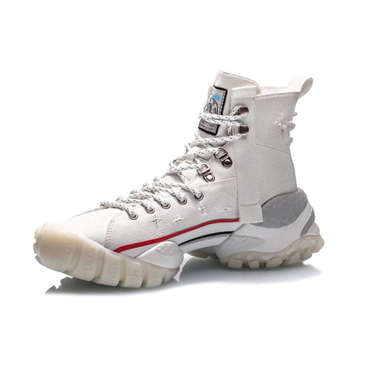 New LiNing CF Mouse Bite Sky Open Cushioning Anti Slip And Wear Resistant High Top Sports Casual Shoes Men's White AGLQ129-1