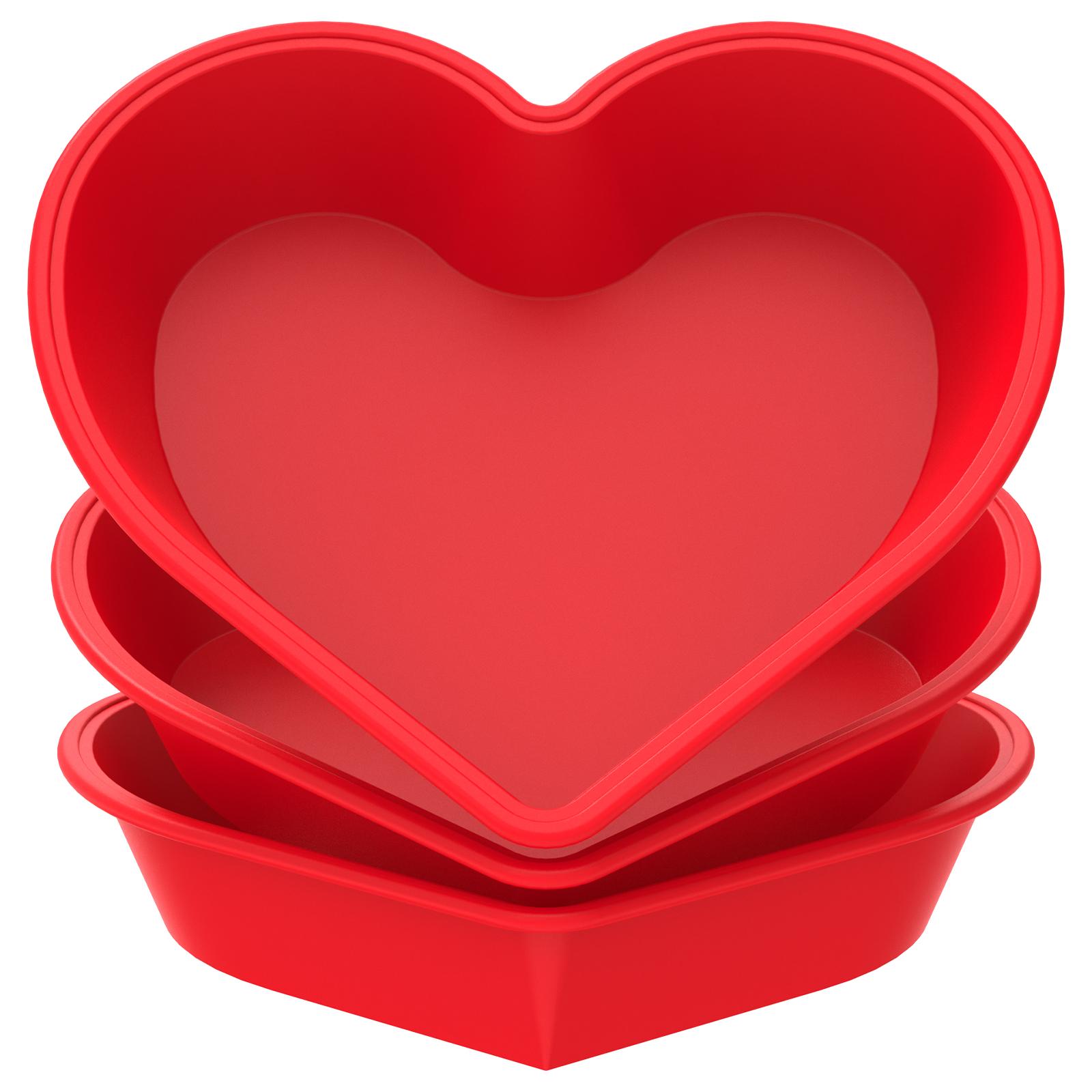 

3Pcs Heart Shape Cake Pans 10 Inch Silicone Cake Molds BPA Free Cake Baking Tray Reusable Cake Baking Pans Nonstick Cheesecake