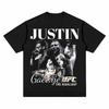 2026 Justin Gaethje Maglietta Grafica Unisex Cotone Flessibile Traspirante Stampa Y2k Oversize Girocollo Allenamento Boxe Maglietta Casual