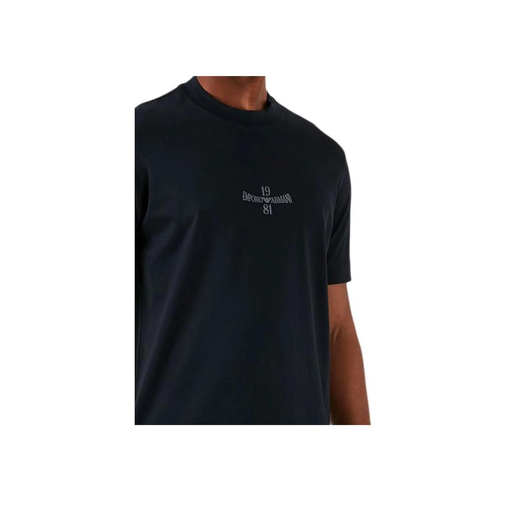 Emporio Armani Letter Round Neck Short Sleeve T-Shirt Men Tops Navy-Blue 3D1TH3-1JOCZ-09Q8