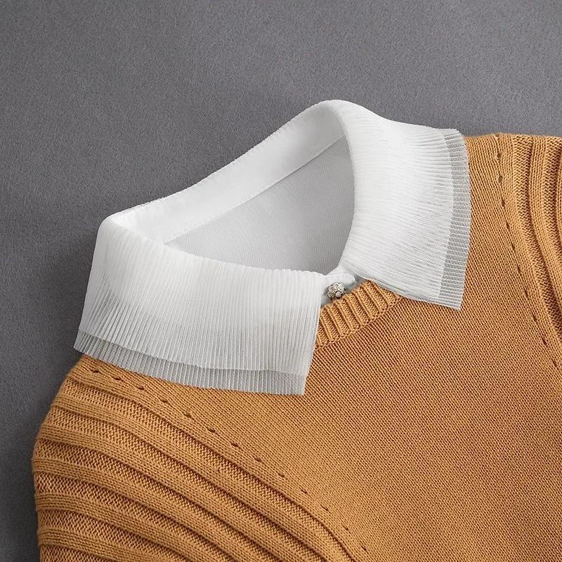 Fashion Front Tie White Fake Collar for Women Stand Detachable Collar Fake Girls Vintage Lace Ladies False Blouse Collar