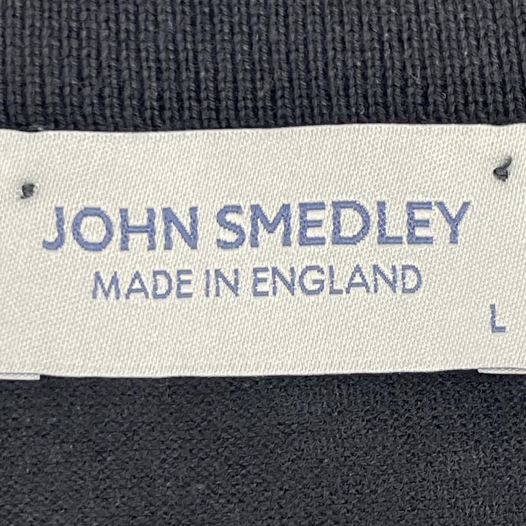 JOHN SMEDLEY SYRES Black Cotton High-Gauge Knit Skipper Shirt tops L blackUsed