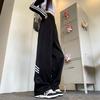 Women's Mid Rise Wide Leg Pants Straight Fit Striped Casual Trousers