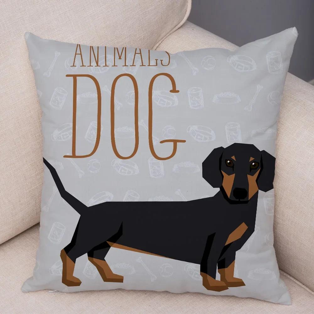 Home Sofa Pillowcase Color Dalmatian Schnauzer Decorative Cushion Cover Cartoon Dog Pet