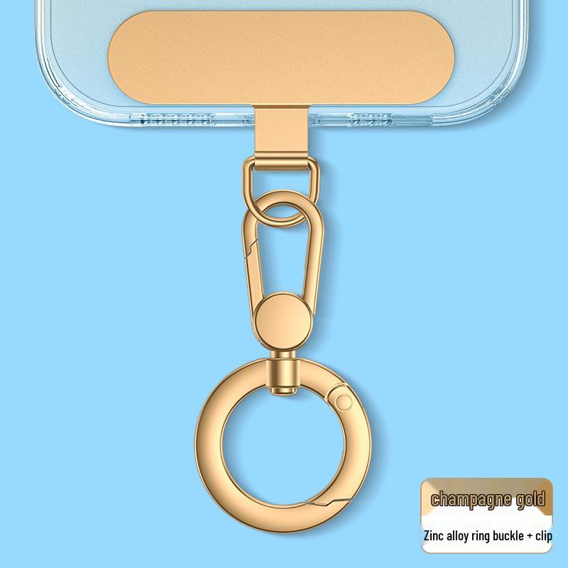 Rotatable Snap Hook Lanyard with Detachable Ring, Metal Hook, Bell, and Enamel Strap with Stainless Steel Clip.