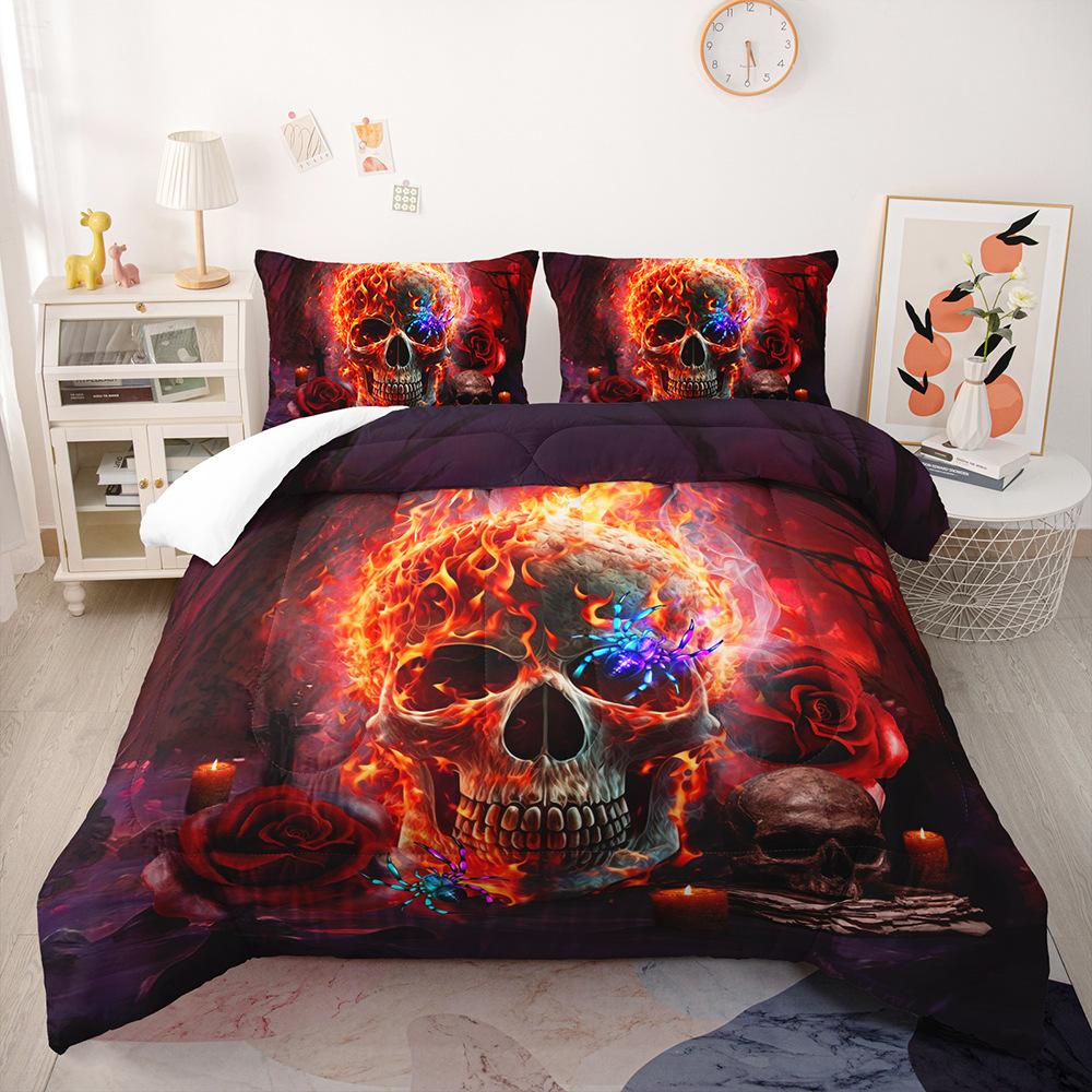 Gothic Style Bedding Set Rose Skull 3D Print Polyester Duvet Cover Single Twin Queen King Size for Home Decoration Birthday Gift