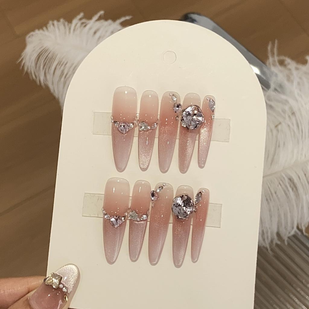 Ice-transparent Pink Gradient Cat Eye Pearl Small Broken Diamond Square Diamond Pure Desire Carra Wear Armor Patch