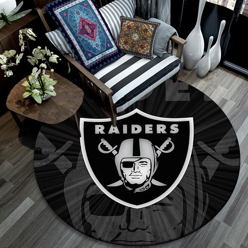 Las Vegas Raiders2,Round Area Rug,Carpet Rug for Living Room Bedroom Sofa Playroom Decor,Non-slip Floor Mat