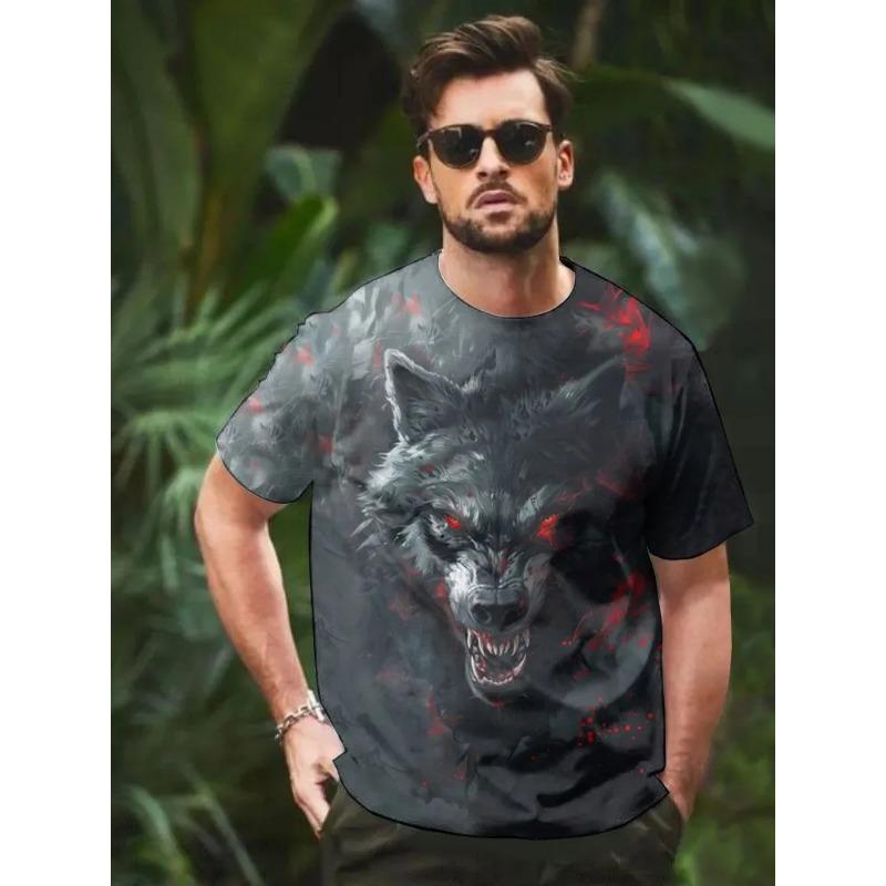 Summer Round Neck 3D Animal Print Top Fashionable Casual Short Sleeved Men's T-shirts