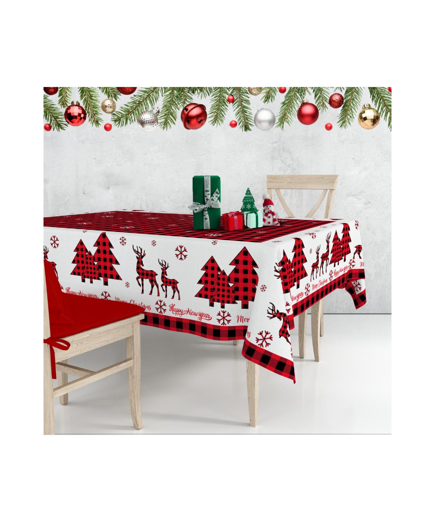 

Бархатная текстура на новогоднюю рождественскую тематику 140x240 см, красная клетчатая скатерть