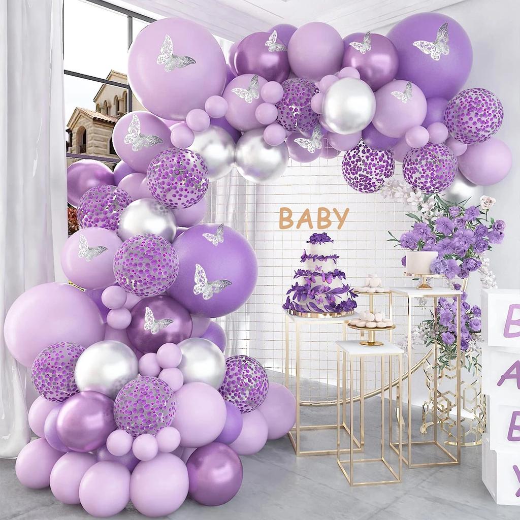 Lila Schmetterling Ballons Girlande Bogen Kit Latex Ballon Geburtstagsfeier Deko Kinder Erwachsene Hochzeit Ballon Babyparty Deko Ballon