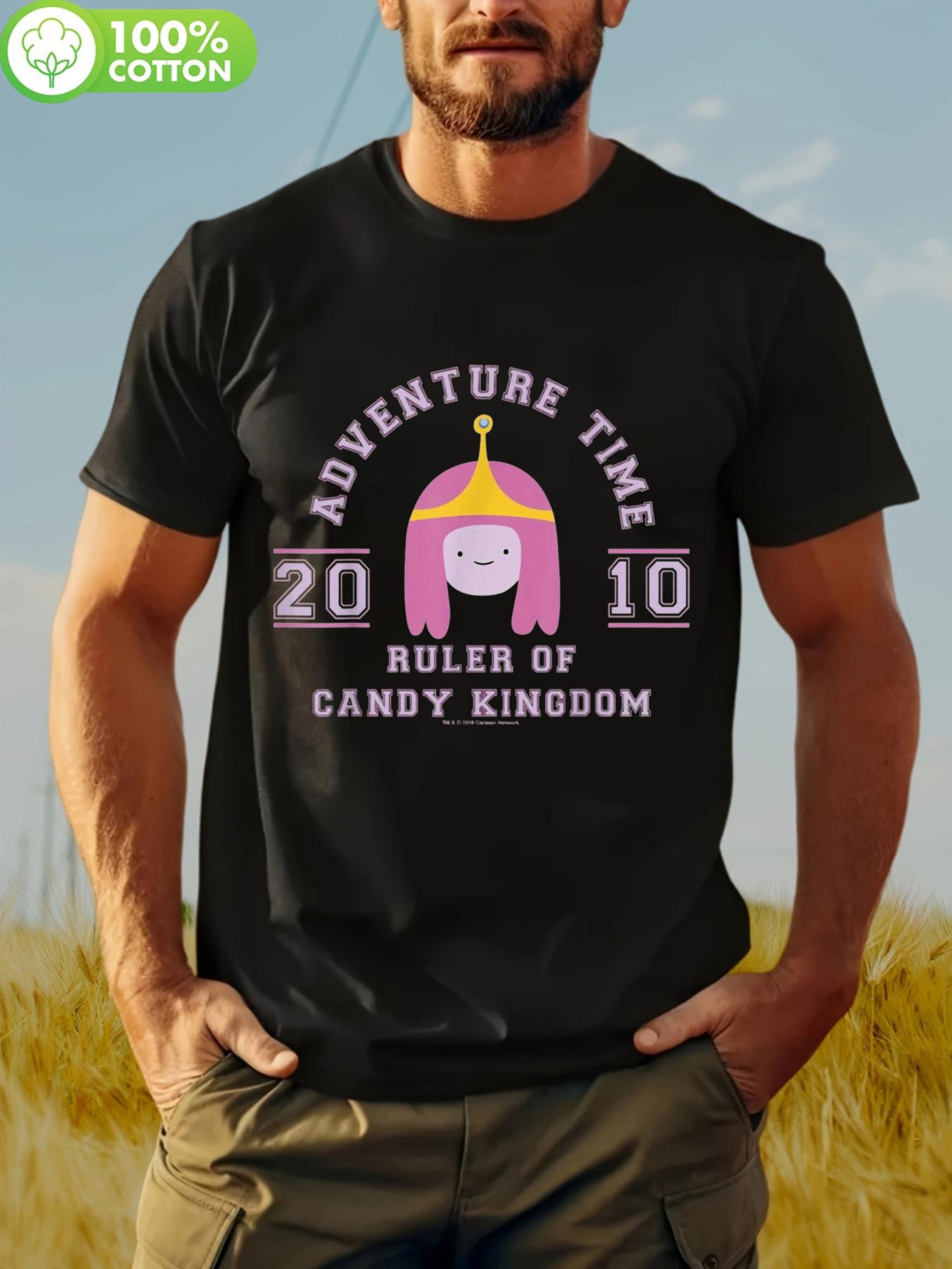 Adventure Time Ruler of Candy Kingdom T-shirt - Black with Pink & White Print XXXXL