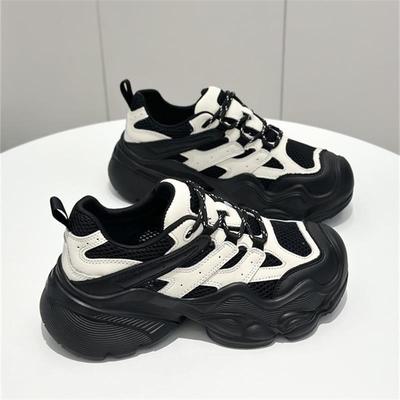 Atmungsaktive Mesh-Dad-Schuhe mit dicker Sohle, Nischendesign für Damen, vielseitige lässige Outdoor-Bergsteigerschuhe für Frühling und Herbst