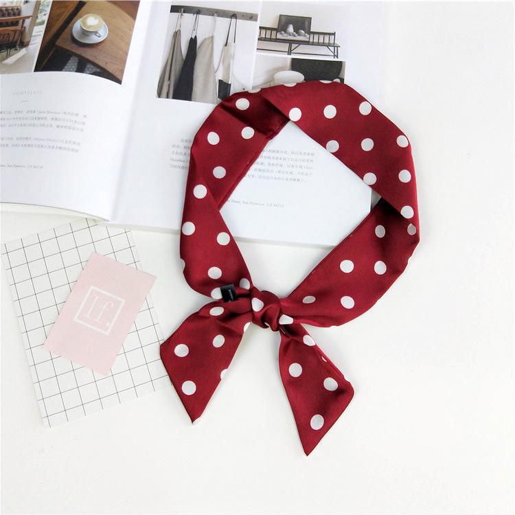 New Polka Dot Small Scarves Women'S Spring Styles Fashionable And Versatile Autumn And Winter Long Bags Wrist Scarves Decoration