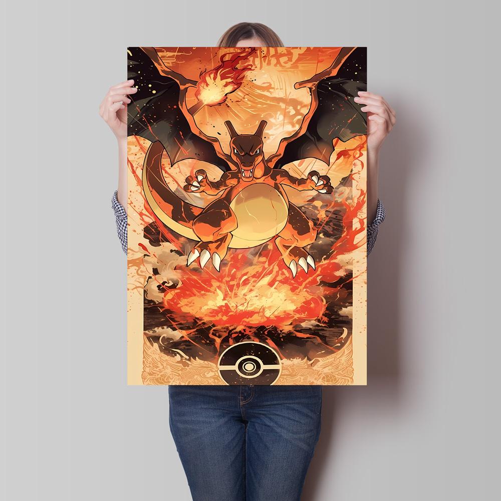 Canvas Painting Pokemon Charizard Cool Character Poster HD Printing Not Fading Modern Home Children's Bedroom Decor Holiday Gift