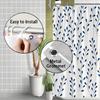 1Pc Elegant Blue Vine Branches Shower Curtain, Delicate Minimalist Design On White Background, Machine Washable
