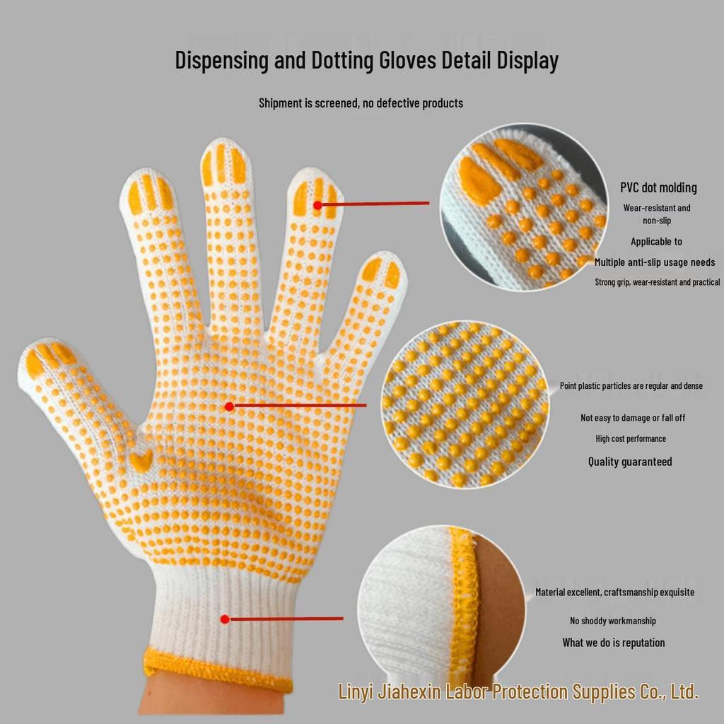 Dot-Grip Cotton Work Gloves for Construction: Durable, Protective, and Wear-Resistant.