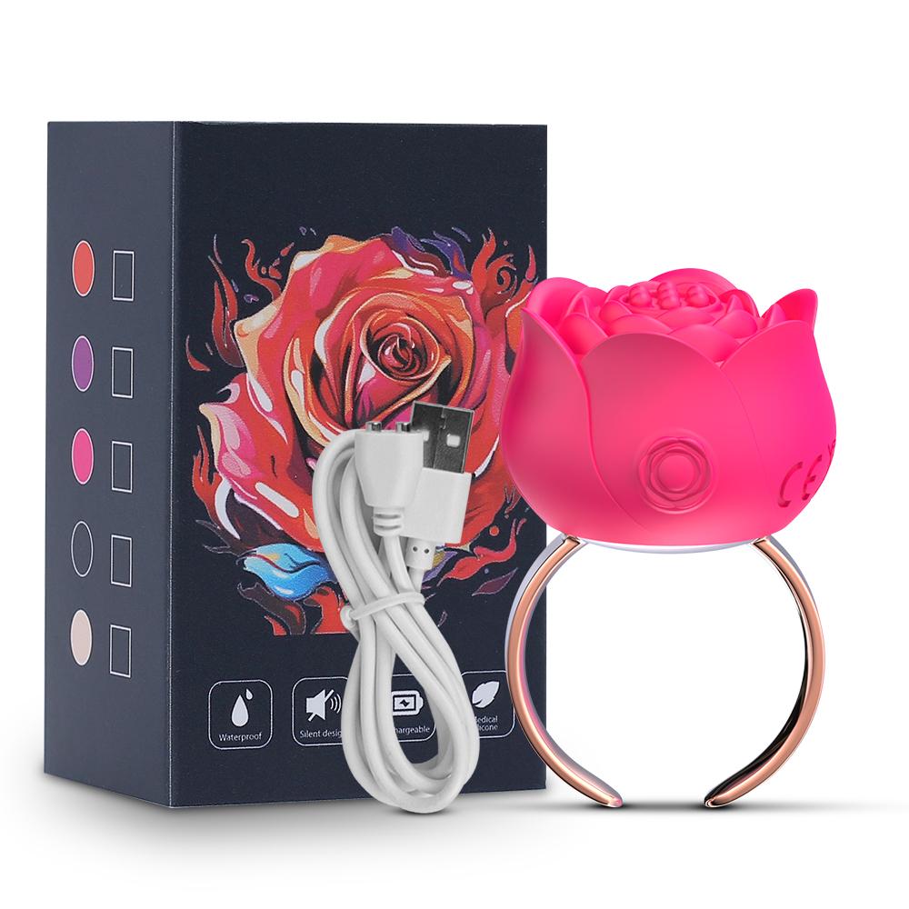 FairyKiss Rose Finger Ring Vibrator for Women Mini Clitoris Nipple Stimulator 10 Vibration Modes Adult Tease Sex Toys Massager